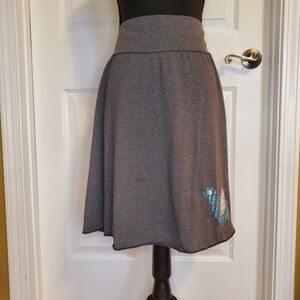 Luna by Karina Potestio Blue Bird Applique' A-Line Skirt Women's MEDIUM